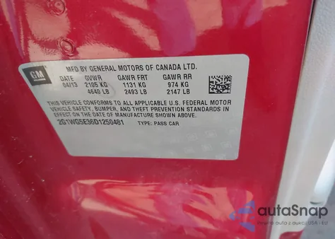 2013 Chevrolet Impala Lt из США, поврежденный, VIN 2G1WG5E36D1250481